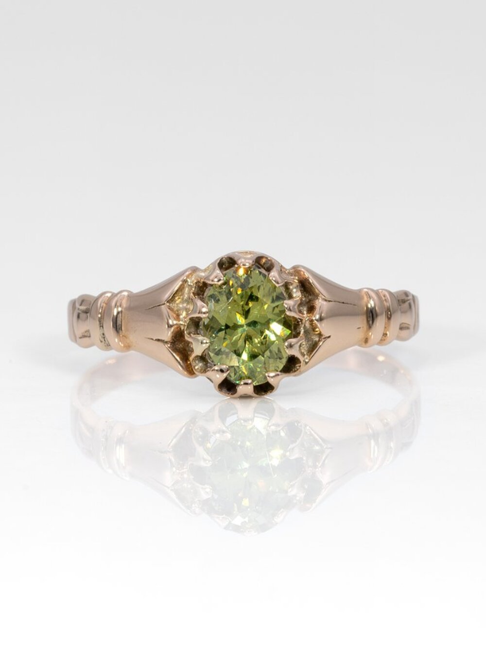 Estate 0.52Ct Demantoid Solitaire Ring in Solid 10K Yellow Gold, Claw Setting